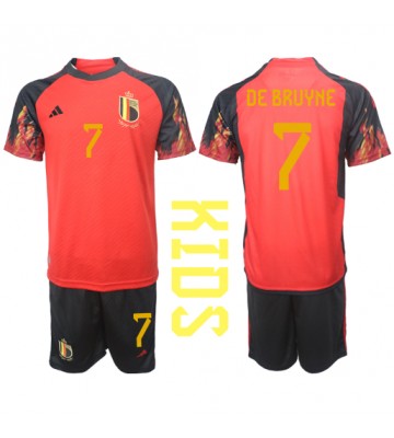 Belgien Kevin De Bruyne #7 Hjemmebanesæt Børn VM 2022 Kort ærmer (+ korte bukser)